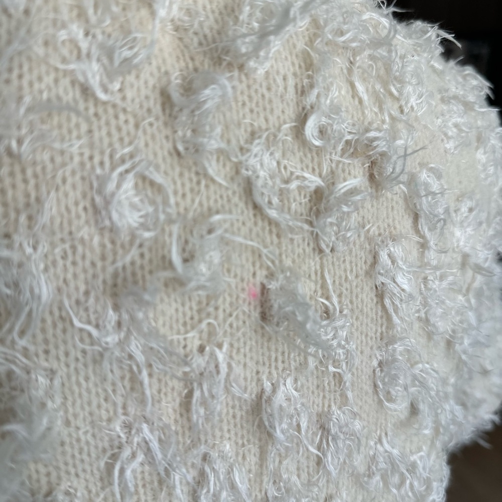 Anthropologie Sleeping on Snow short sleeve zip up fuzzy eyelash sweater Size M - Picture 8 of 8